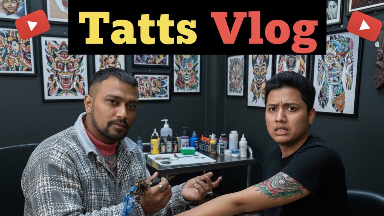 Dami tattoo vlog with clinte from home  to studio and meet up with client 