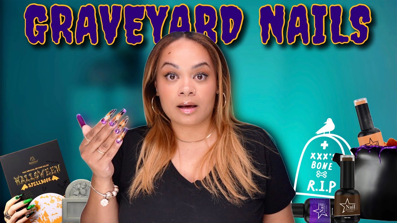 GRAVEYARD AQUARIUM NAILS 🪦 UNBOXING NAIL GOODIES - Builder gel Nail Tutorial