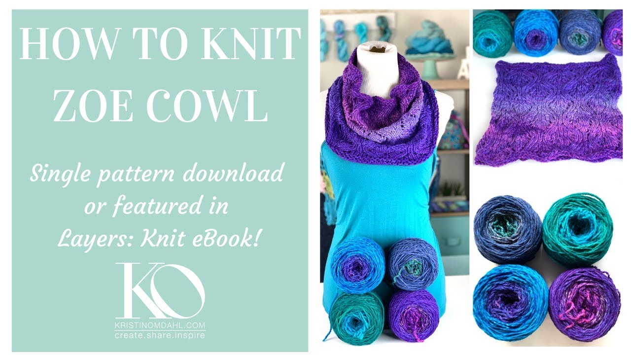 How to Knit Easy Zoe Knit Cowl Offset Stitch Pattern Seamless in Round