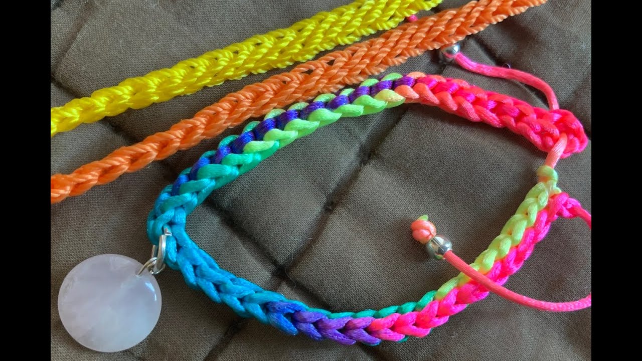 🧶PULSERAS CROCHET PUNTO DOBLE 🌈🍭