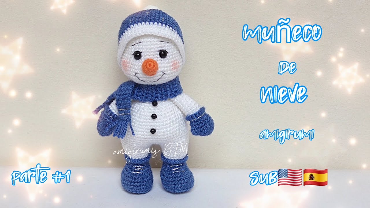 Вязаный крючком снеговик ЧАСТЬ №1_ sub 🇪🇸🇺🇲 #амигуруми #легко