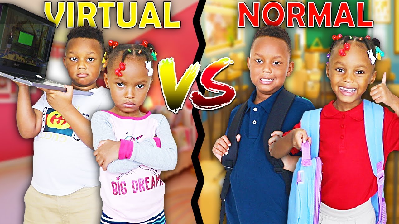 VIRTUAL SCHOOL vs NORMAL SCHOOL MORNING ROUTINE! (SIS VS BRO) | THE BEAST FAMILY