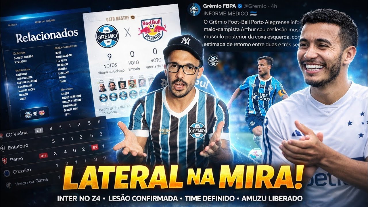 🔵 LATERAL DO CRUZEIRO NA MIRA! LESÃO CONFIRMADA, RELACIONADOS, INTER NO Z4! AMUZU LIBERADO, TIME E+.