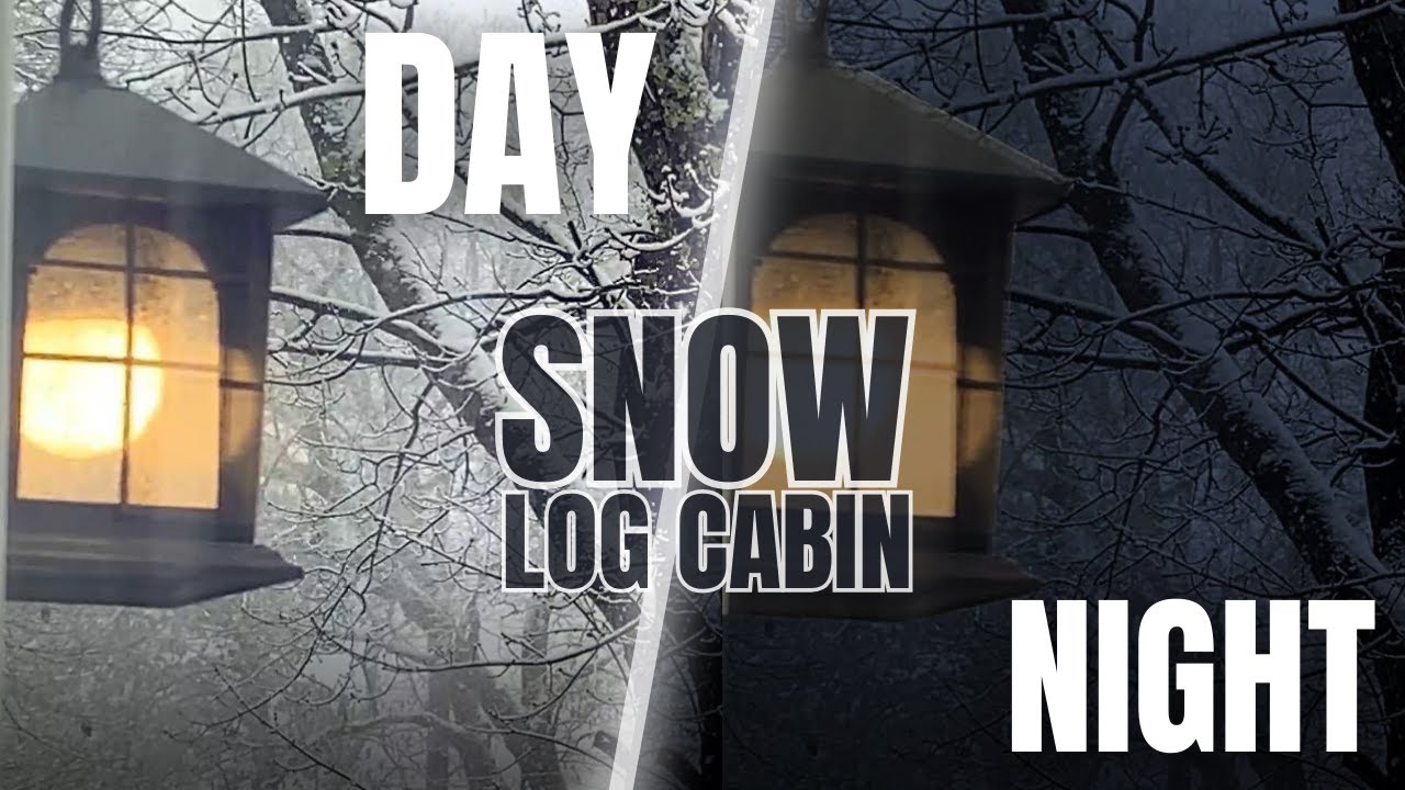 Snowing Massachusetts Winter Log Cabin Trees Sunset Evening - Beautiful Relaxing Piano Reverb Music