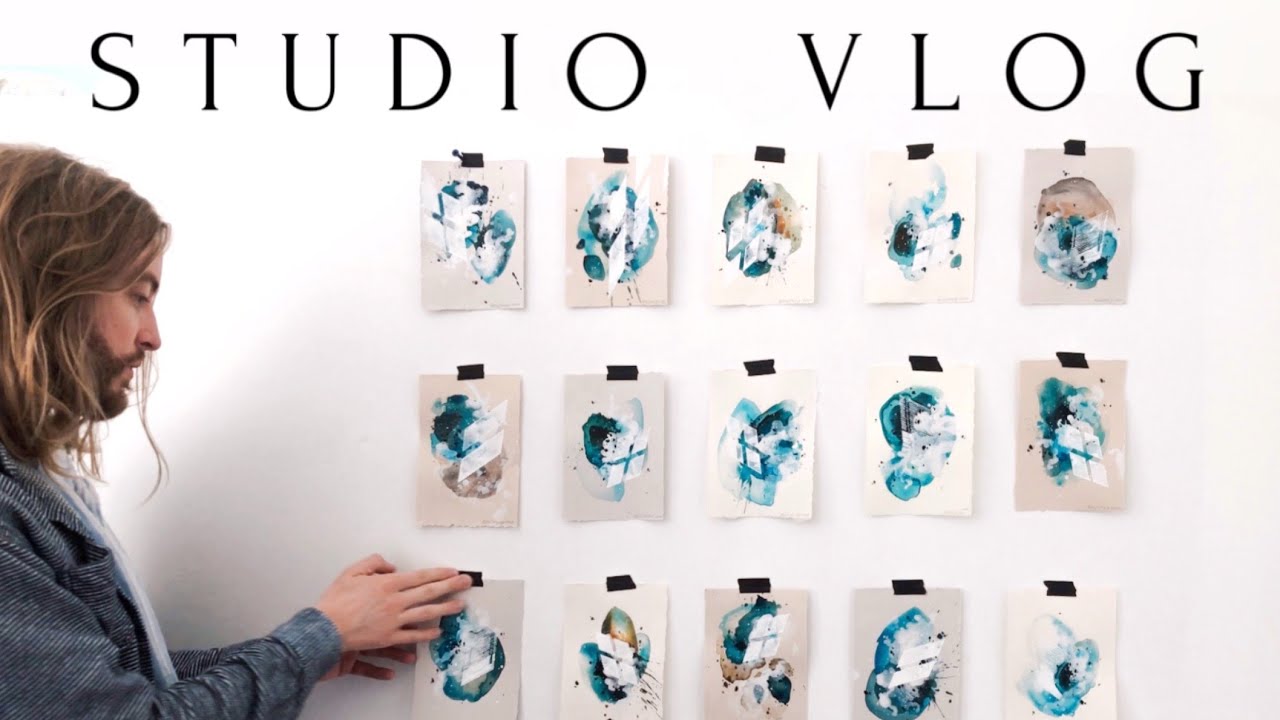 STUDIO VLOG 7 | Paintings on Paper Using Watercolor, Ink, and Acrylic | ALEX CURLEY