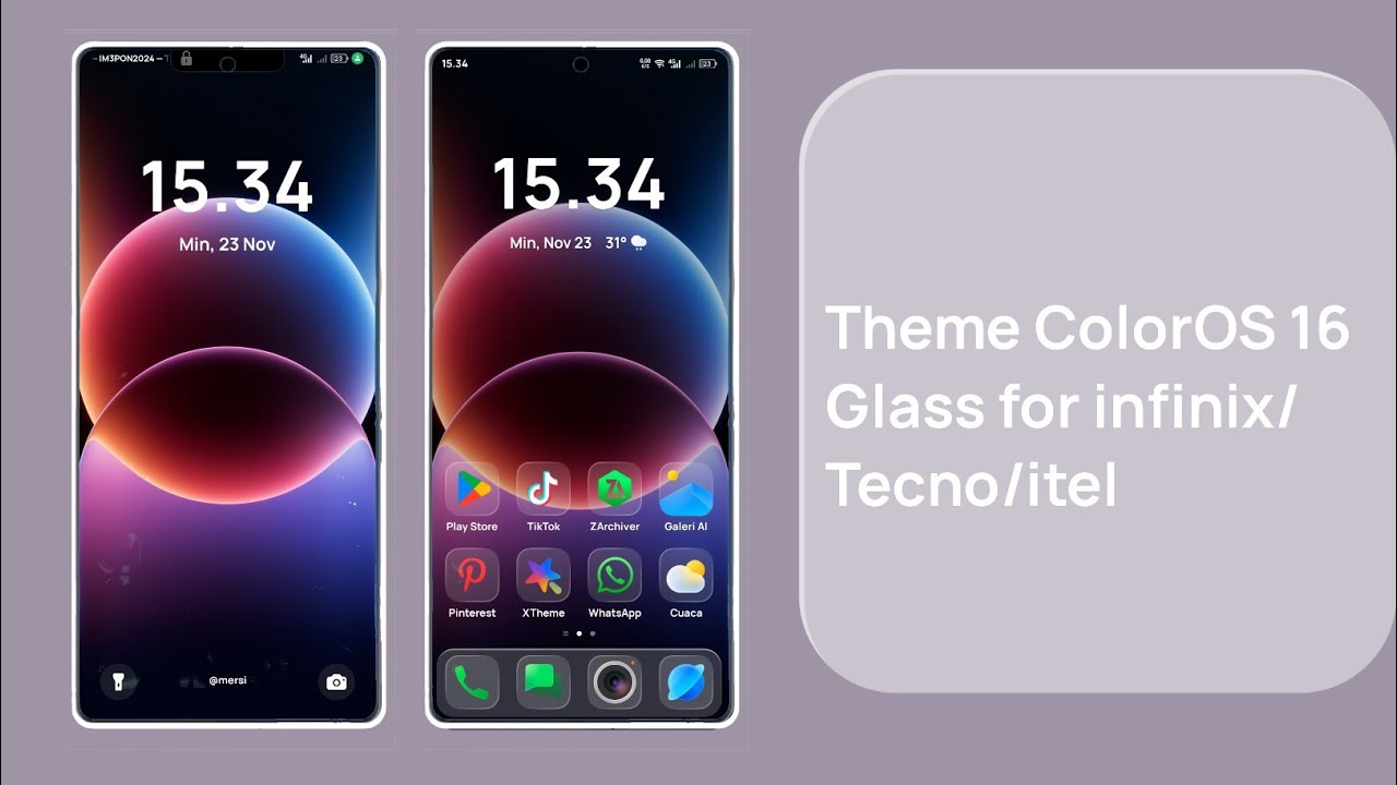 ColorOS 16 Glass Theme untuk infinix Tecno itel 