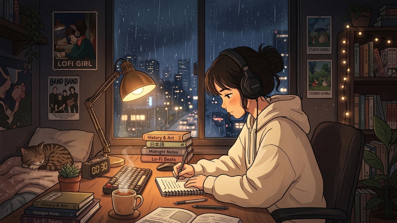 Midnight Rain Lofi 🌙 1 Hour Deep Focus Music