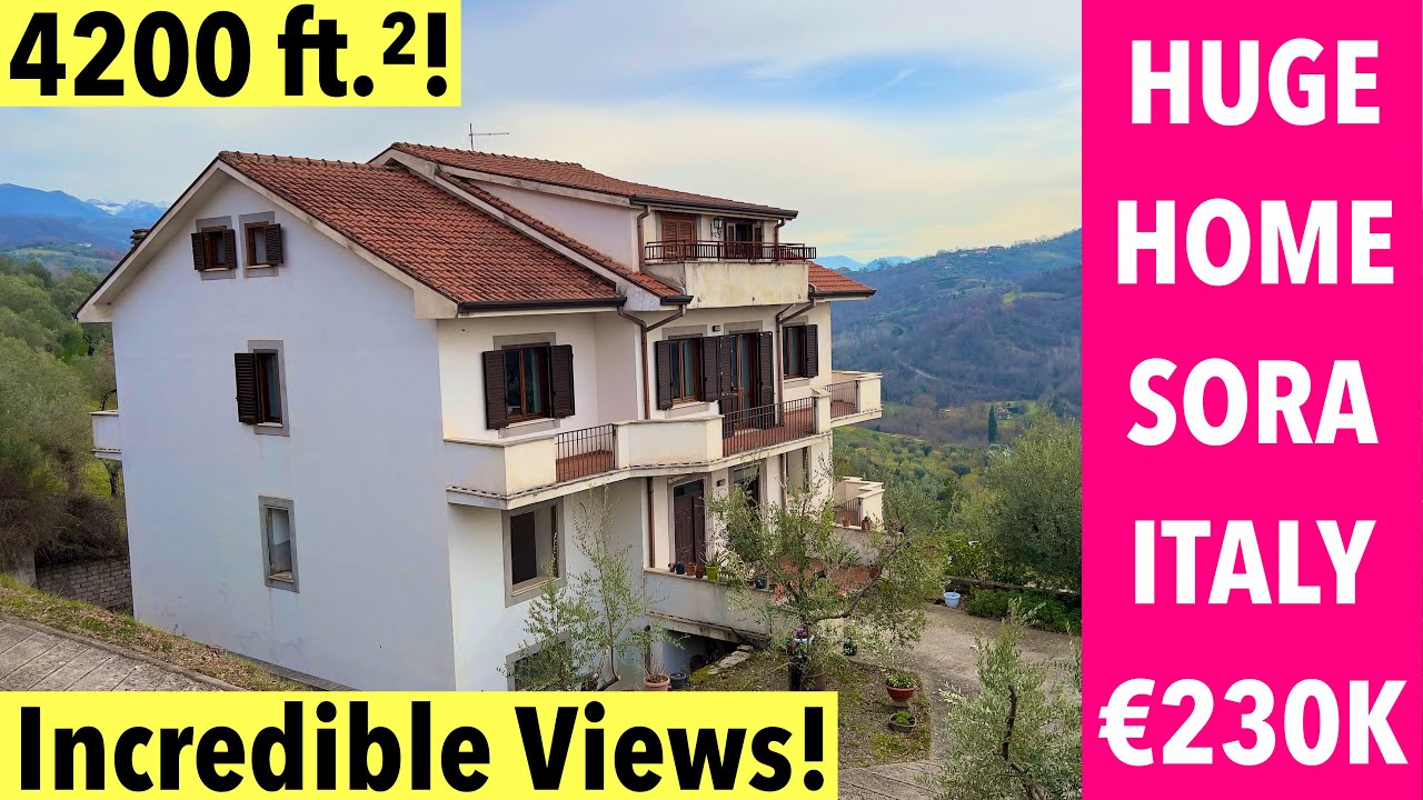 🏡 🇮🇹Huge 4200 ft.&sup2; Home with Stunning Views Near Sora, Italy! &euro;230K! Learn About 7% Tax Plan! 🤑
