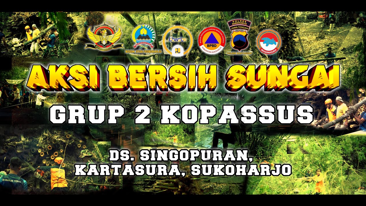 Aksi Bersih Sungai Grup 2 Kopassus di Ds. Singopuran, Kecamatan Kartasura, Kabupaten Sukoharjo