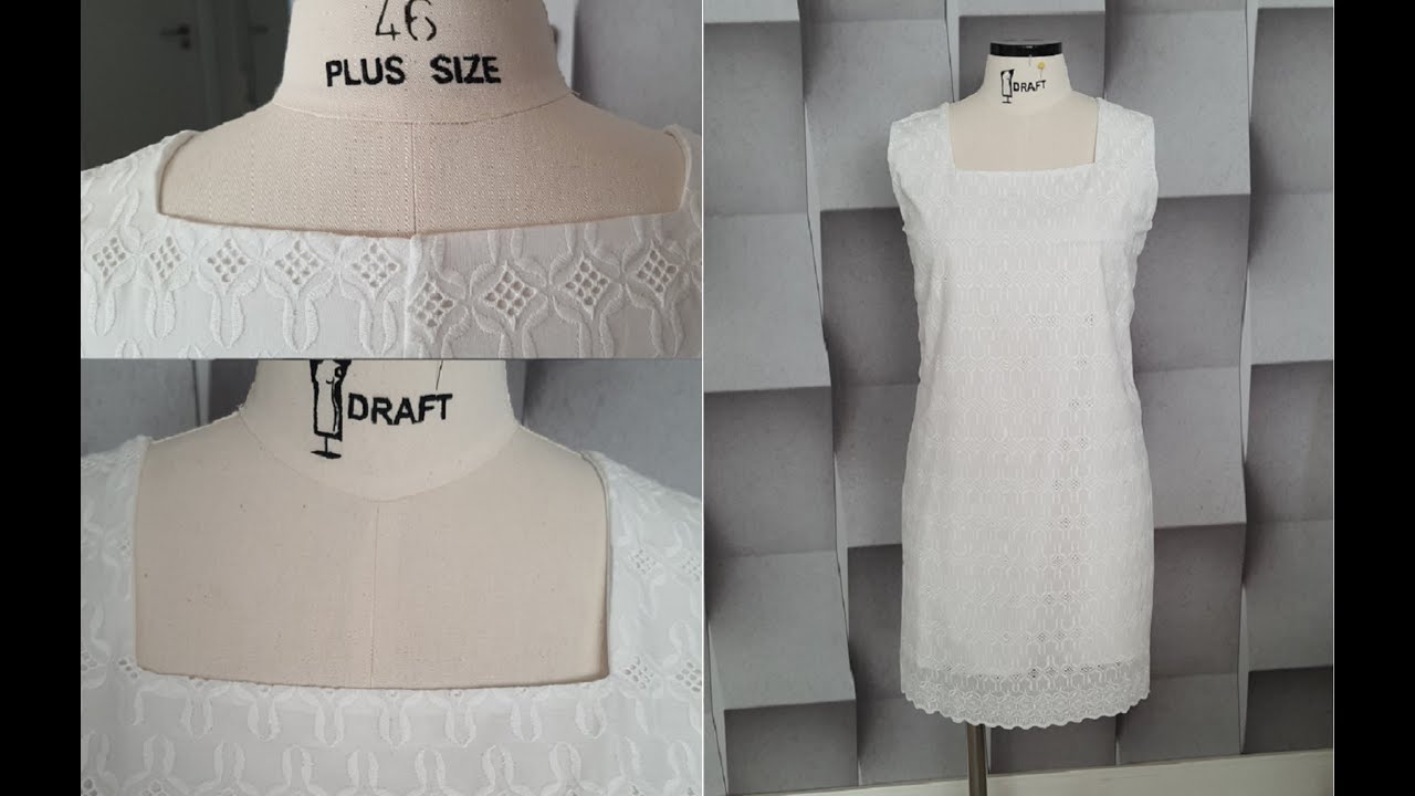 Diy - Corte e costura de vestido decote quadrado forrado - aula 322