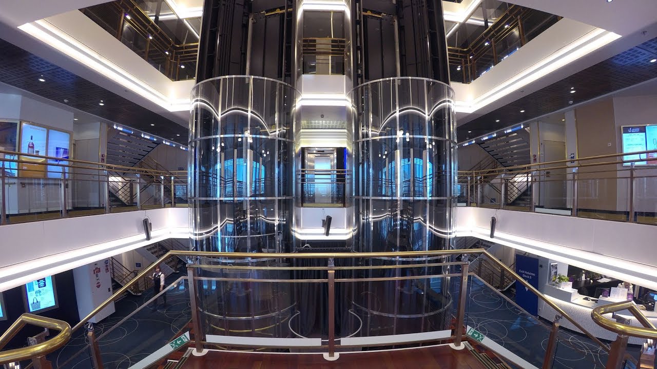 A glass hydraulic elevator ride on a moving boat! MS Silja Europa cruiseferry