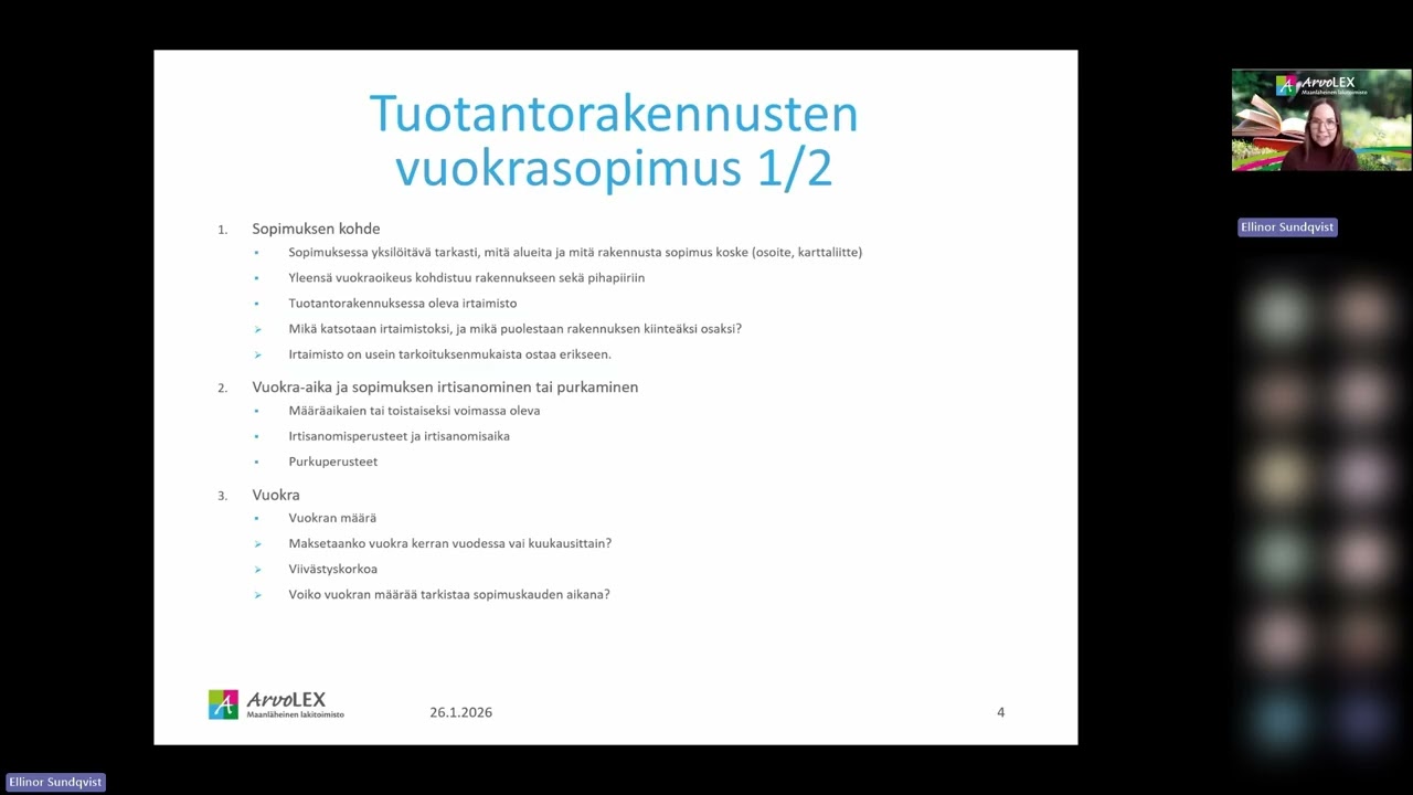 Maatilojen sopimuswebinaarit 3/4: Erilaiset sopimustyypit, tallenne 26.1.2026