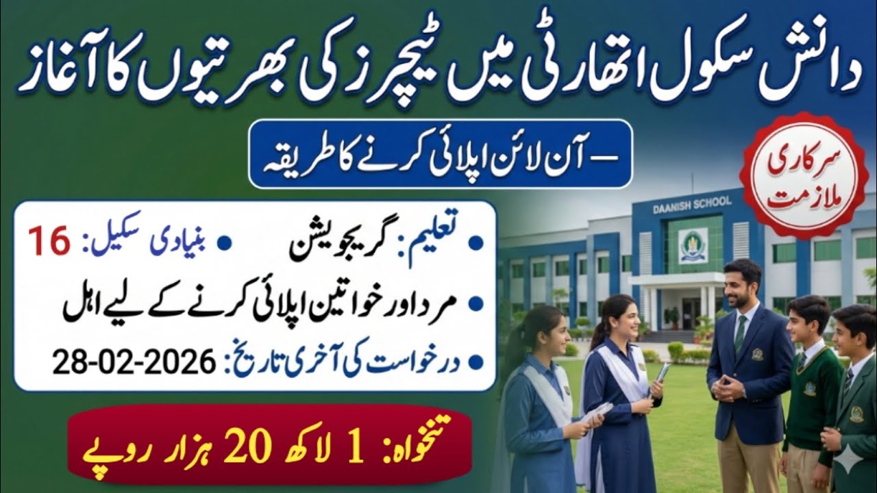 Danish School Jobs 2026 Apply Online | Teaching Jobs in Pakistan 2026 | How to National Job Portal