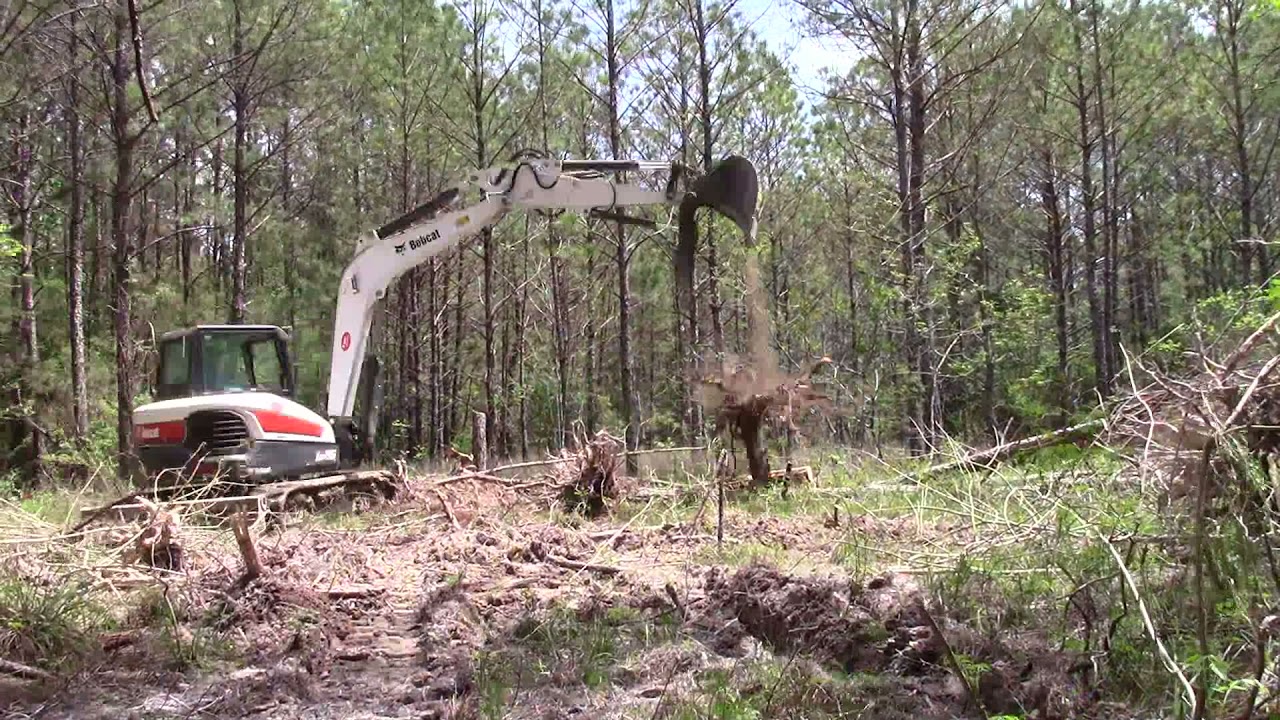 Bobcat E85 clearing land