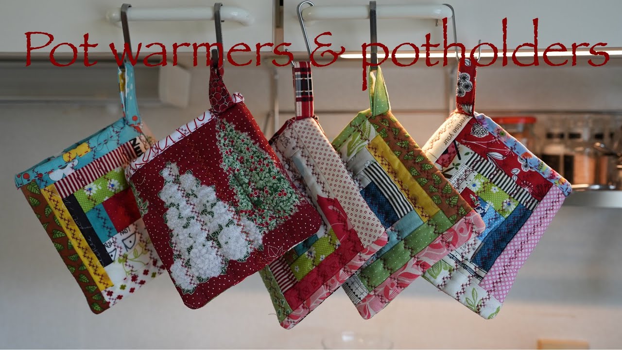 ハギレ布でポットウォーマー＆鍋つかみ/size16ｃｍｘ15ｃｍｘ0.5ｃｍ/Pot warmer and potholders made from scraps of fabric