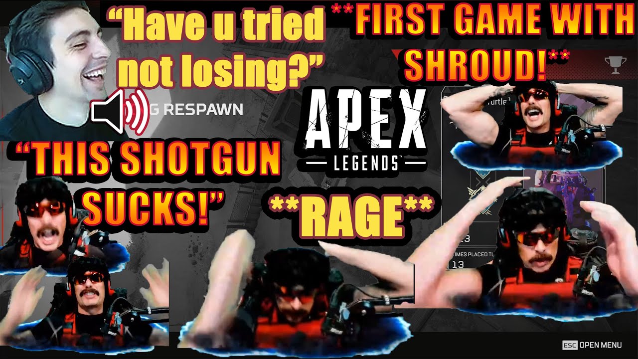 DrDisrespect's FIRST GAME & RAGE With SHROUD in Apex Legends! (Timestamped)