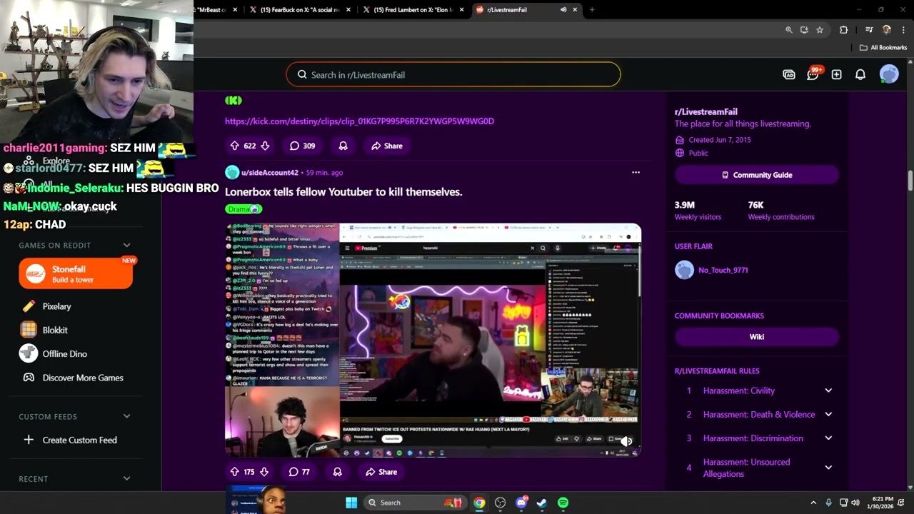 Destiny and Lonerbox Dogpile on Hasan