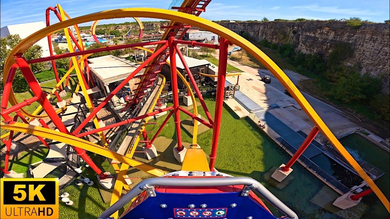 Wonder Woman Golden Lasso Coaster POV 5K MOST UNHINGED RIDE! Six Flags Fiesta Texas