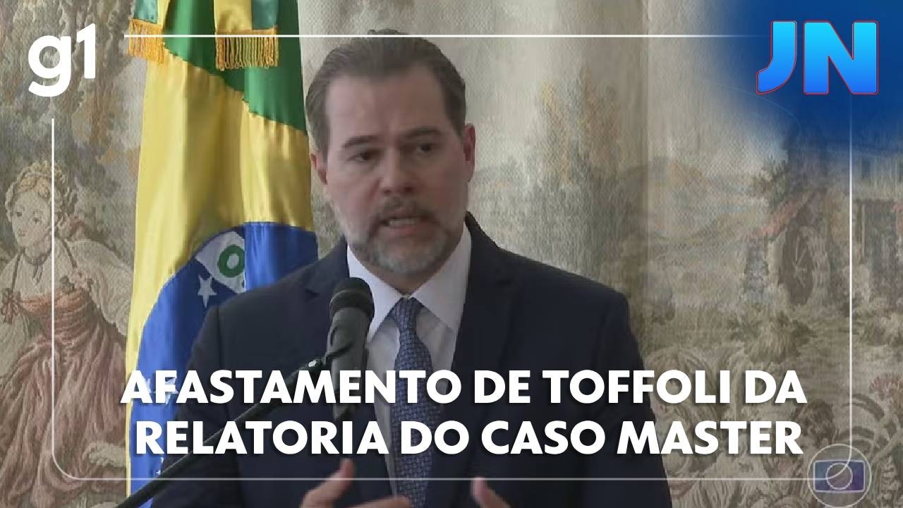 JN: STF anuncia saída de Toffoli da relatoria do caso Master; ele foi citado em mensagens de Vorcaro