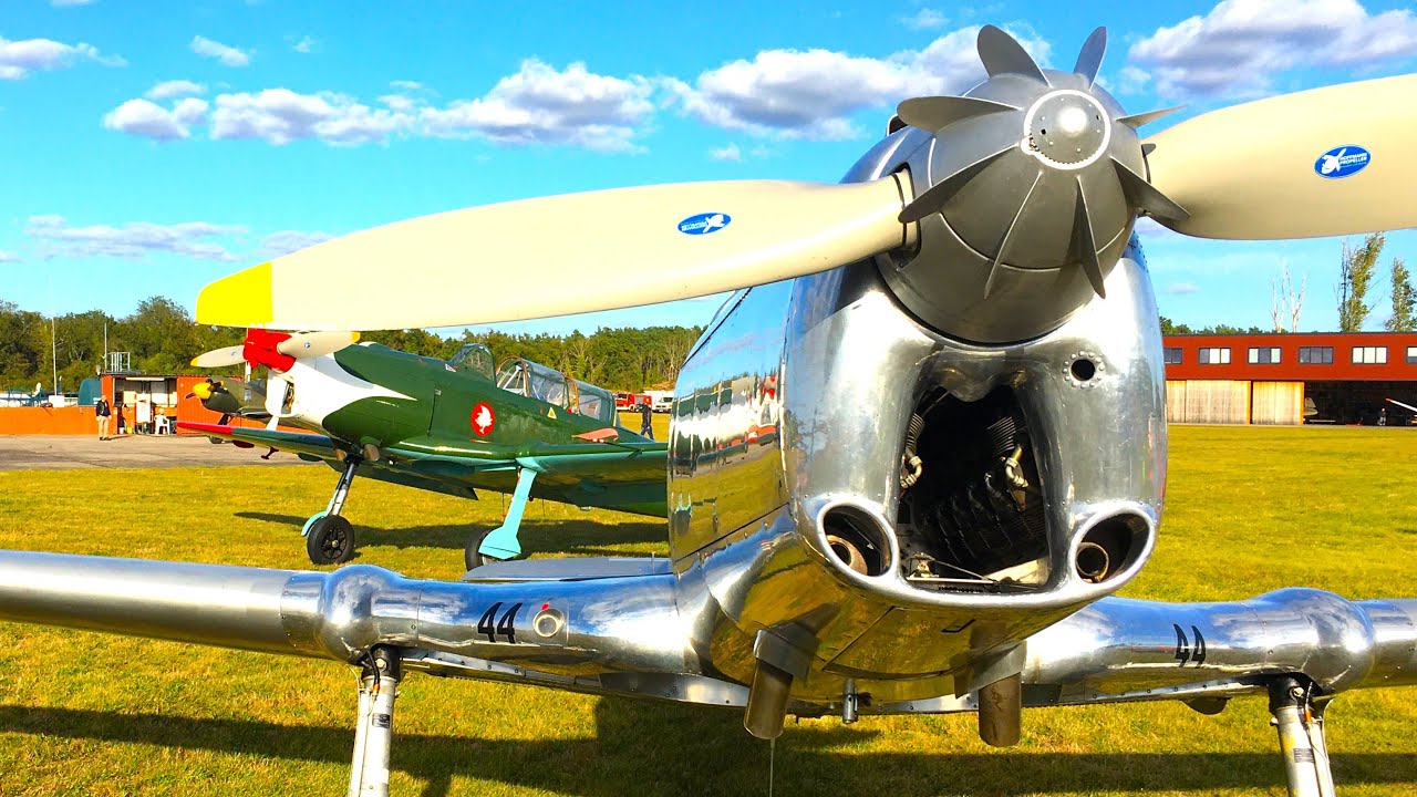 Air - Cooled V-12 Argus Engine Sound Close FlyBys Nice Pilatus P-2 Aerobatics Display