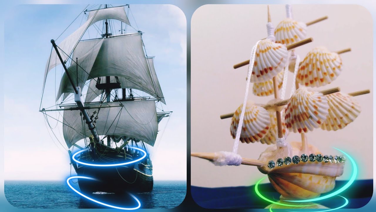 DIY - Seashell Sail ship craft ⛵ | Pirate ship craft | amazing seashell crafts