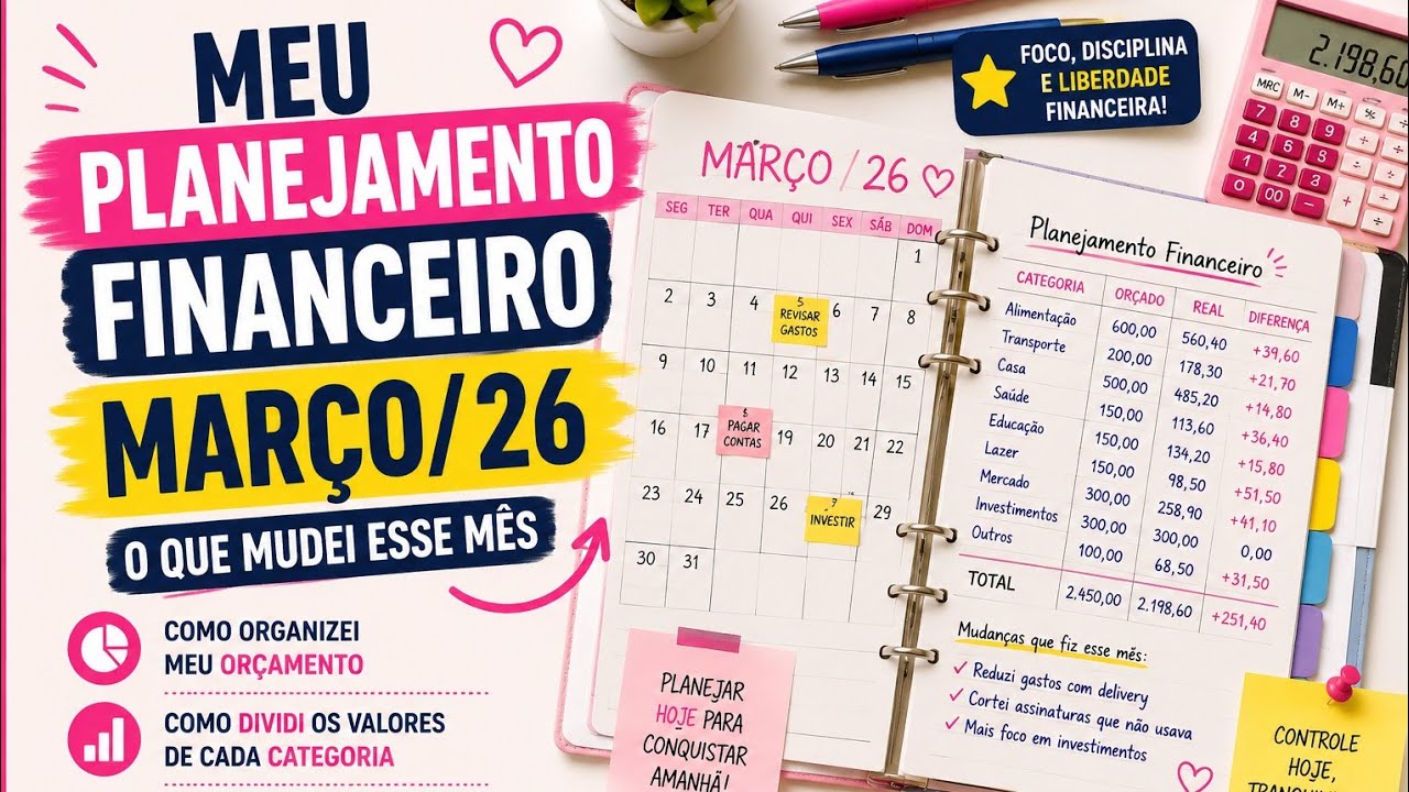 Meu Planejamento Financeiro Março/26 I O que mudei esse mês 