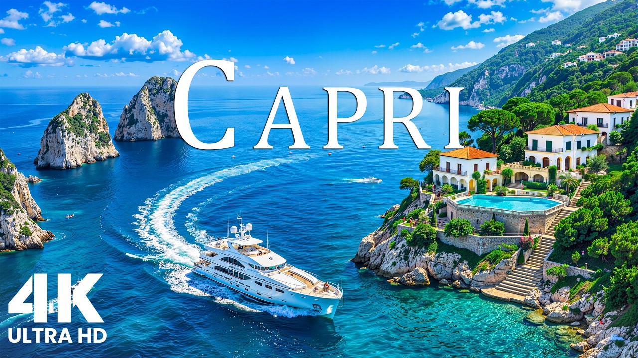 Капри 4K UHD – Вечная красота итальянского скалистого острова, окруженного бесконечной синевой.