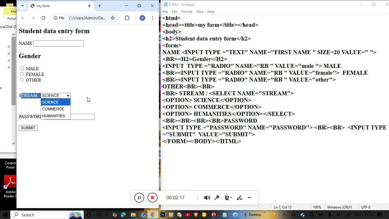 HTML FORM WITH SELECT TAG