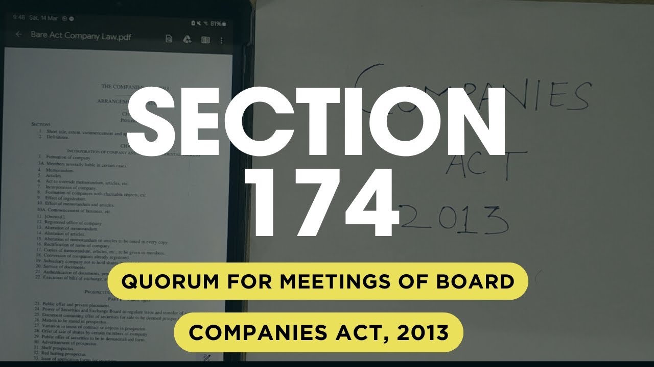 Section 174 Explained | Quorum in Board Meetings | Company Law Made Easy 