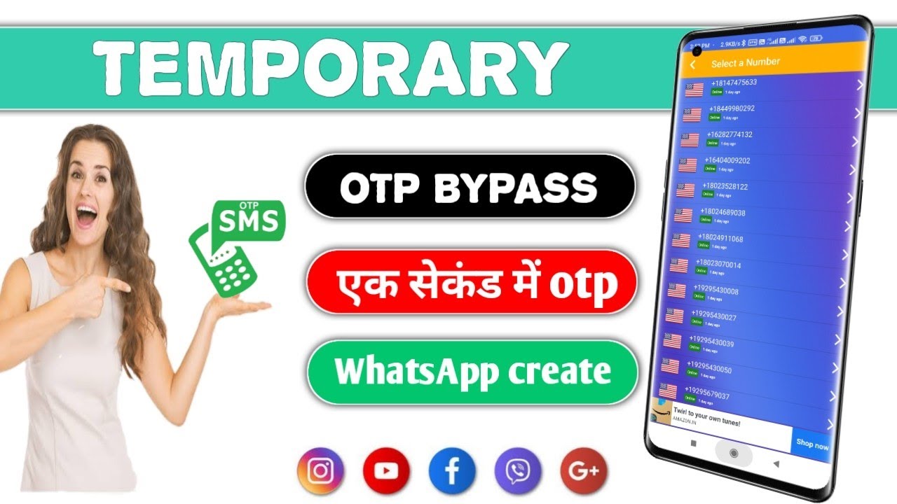 5 country ke temporary number OTP bypass sms code | virtual number se whatsapp create