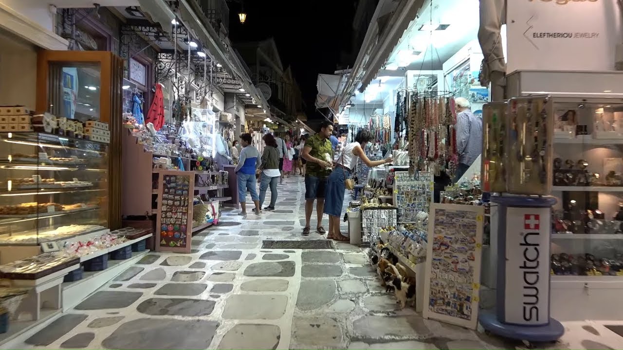 Tinos island GREECE night life walking around (Aug 2020)