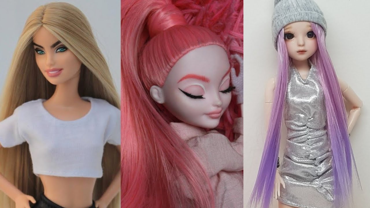 Barbie Doll Makeover Transformation | DIY Miniature Ideas for Barbie ~ Wig, Dress, Faceup, and More!