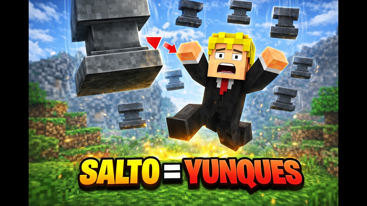 Minecraft pero si SALTO… aparece un YUNQUE debajo de mí 💀