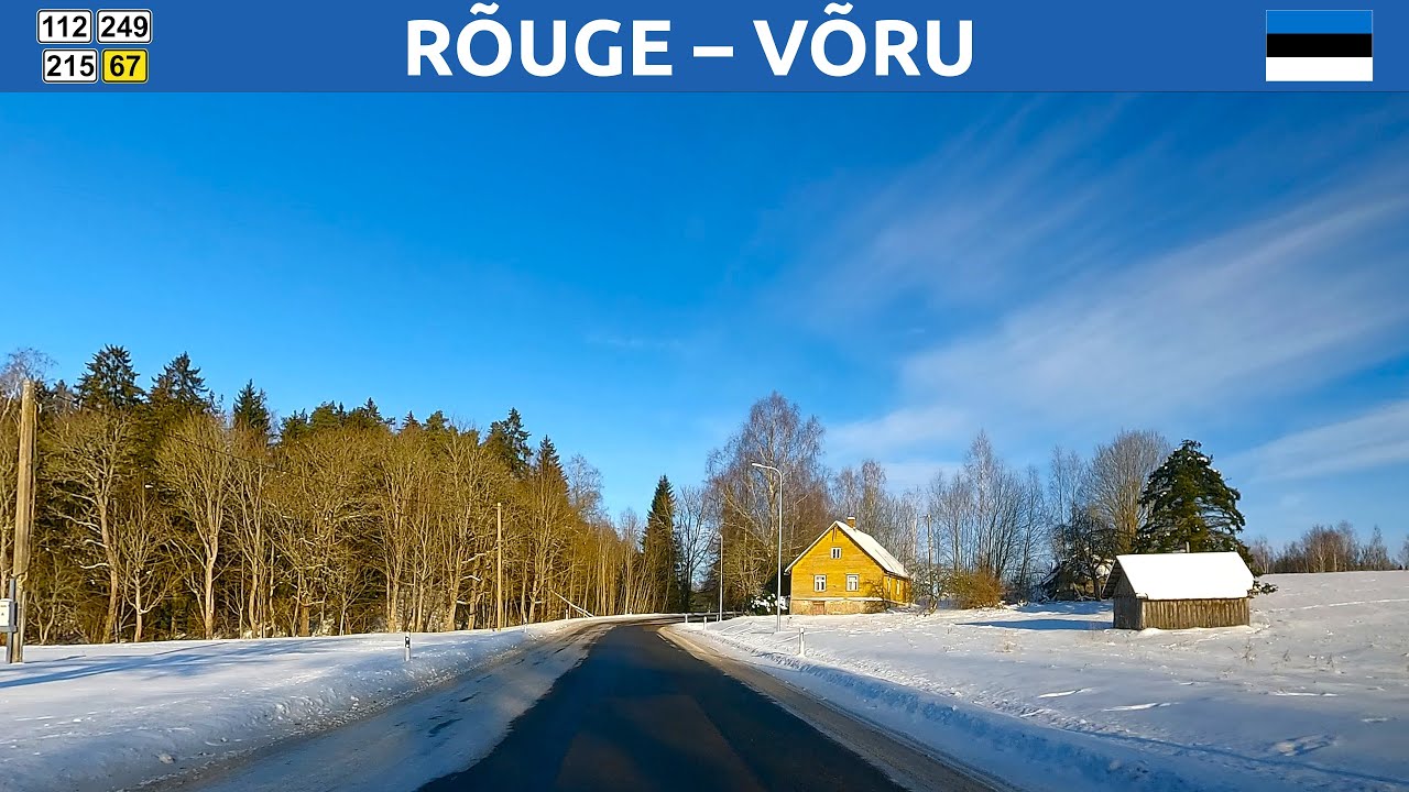 Driving in Estonia. A route from Rõuge to Haanja. 4K