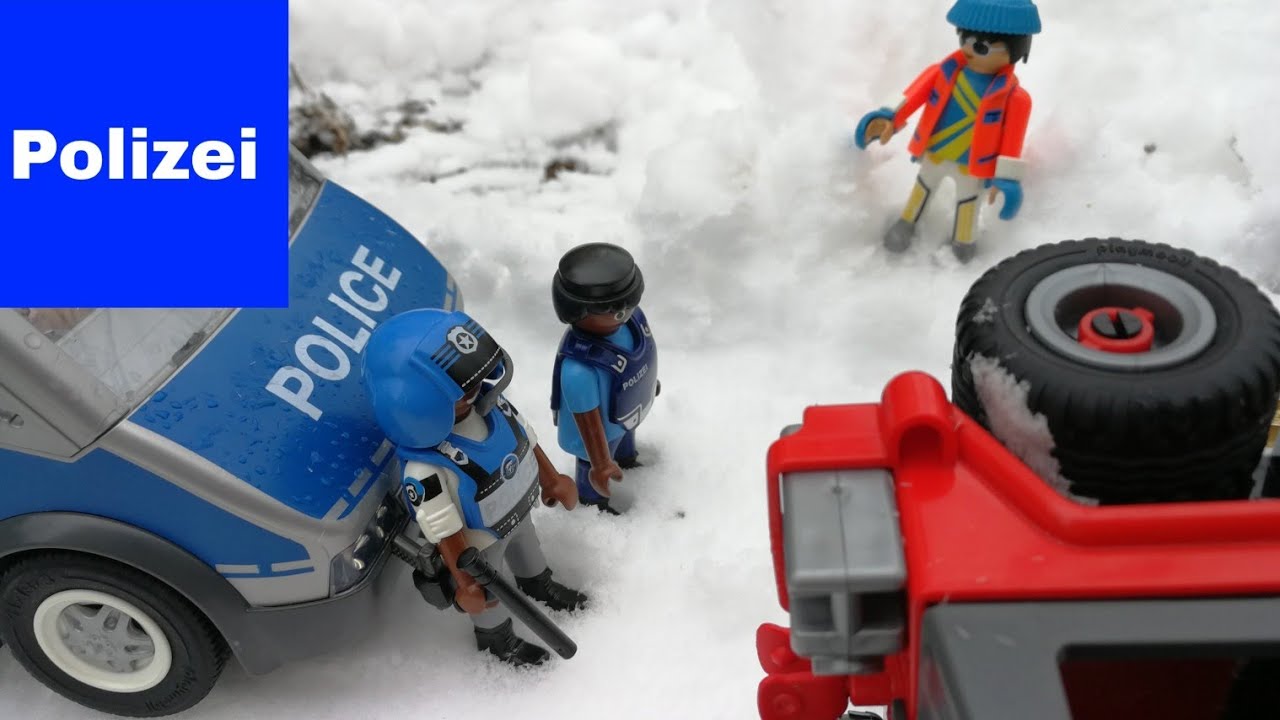 Playmobil Polizei Feuerwehr Krankenwagen Diebe im Eis eingebrochen Raub Flucht broken into the ice
