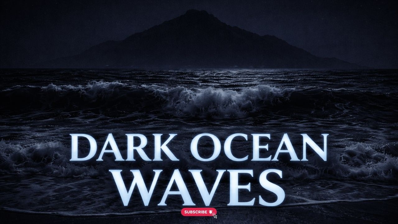 Dark Ocean Waves 🌙 (No Ads/No Music) | Midnight Sea & Distant Mountain for Deep Sleep & Relaxation