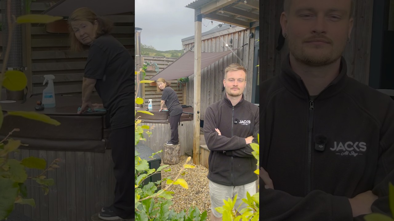 How many Hot Tub Cabins can we clean in a day? 🛁🧽  #hottublodge #scottishlogcabin #cleantok