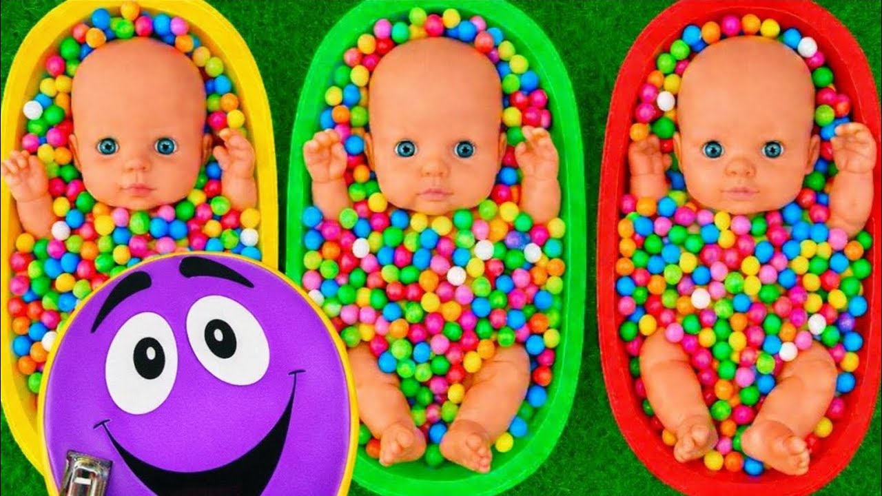 4 Minutes Satisfying with Full of 3 Rainbow BathTubs Candy with M&M's & Magic Slime Cutting Video 