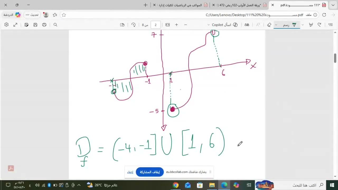 ايجاد النطاق والمدي بيانيا (الجزء الأول)