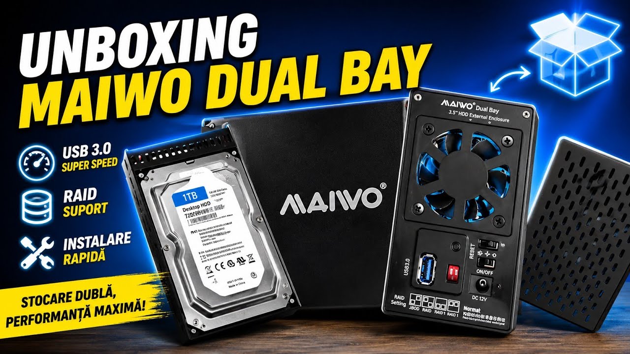 Maiwo 3.5” SATA RAID Dock Dual Bay – Unboxing, Test Real RAID + Viteză & Backup 🔥