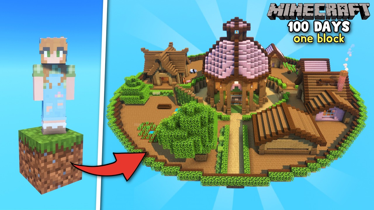I Spent 100 Days Playing Minecraft ONE BLOCK ☁️
