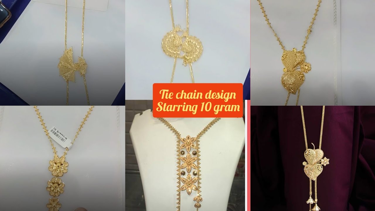 Tie chain design light weight।22k gold Tei chain necklace design with weight and price।tie chain