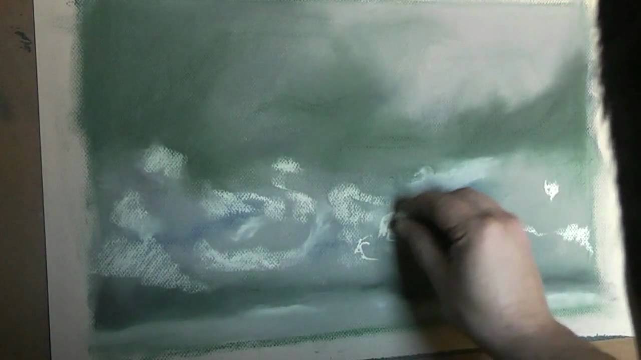 Dibujo y pintura. Nubes al pastel 1/3