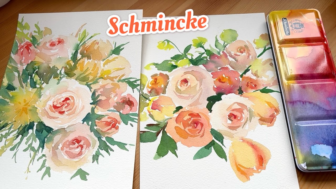 Набор акварельных красок Schmincke Special Edition, 12 цветов, образцы и техника рисования.
