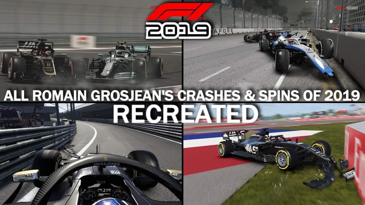 F1 2019 GAME: RECREATING ROMAIN GROSJEAN'S CRASHES & SPINS OF 2019