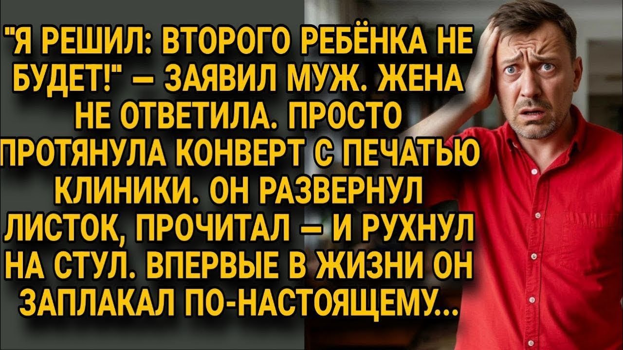 Муж запретил второго ребёнка, но конверт из клиники заставил его рухнуть и заплакать