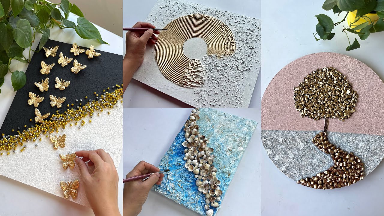 4 Unique Mixed Media Artworks Using Texture Paste, Crystals, Stones & Seashells| My Creative Journey