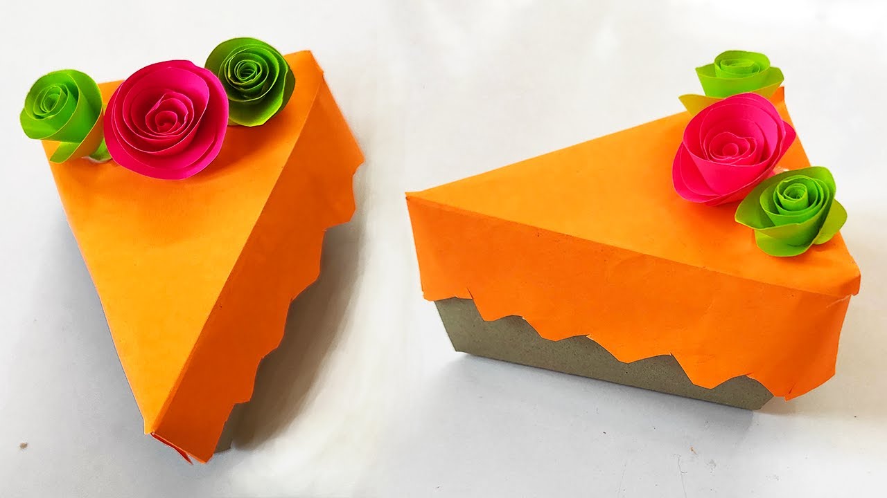 Cake Slice Box Making | Origami Cake Slice Box Tutorial | Triangular Cake slice Craft 5Minute Crafts