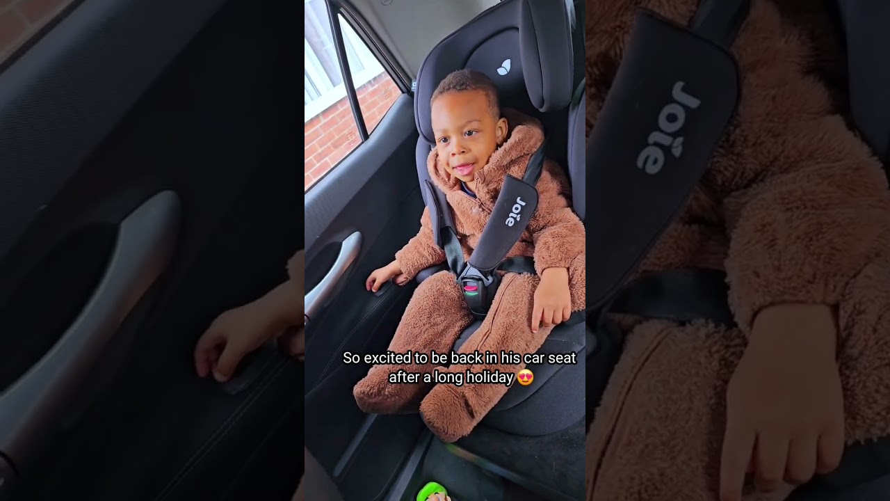 So excited to be back in his car seat after a long holiday 😍