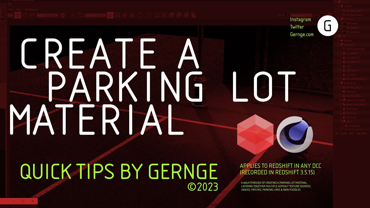 Gernge Quick Tips - Create A Parking Lot Material | Cinema 4D Redshift